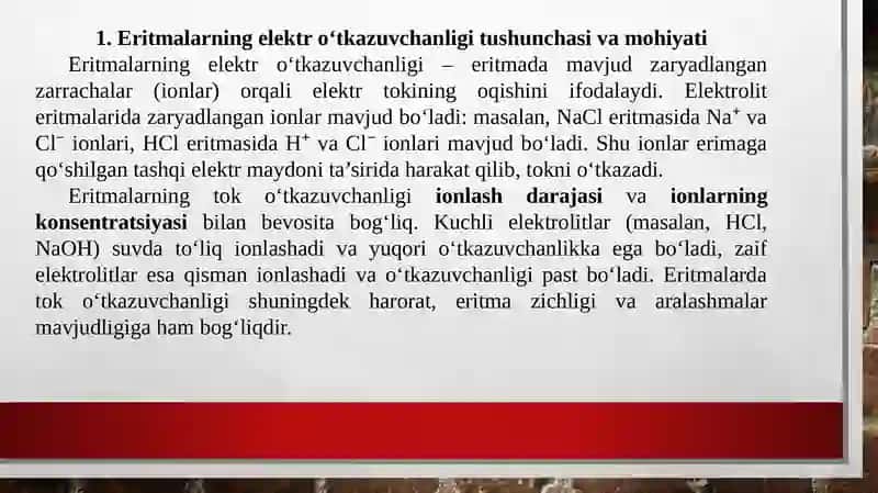 Eritmalarning elektr o‘tkazuvchanligi 4