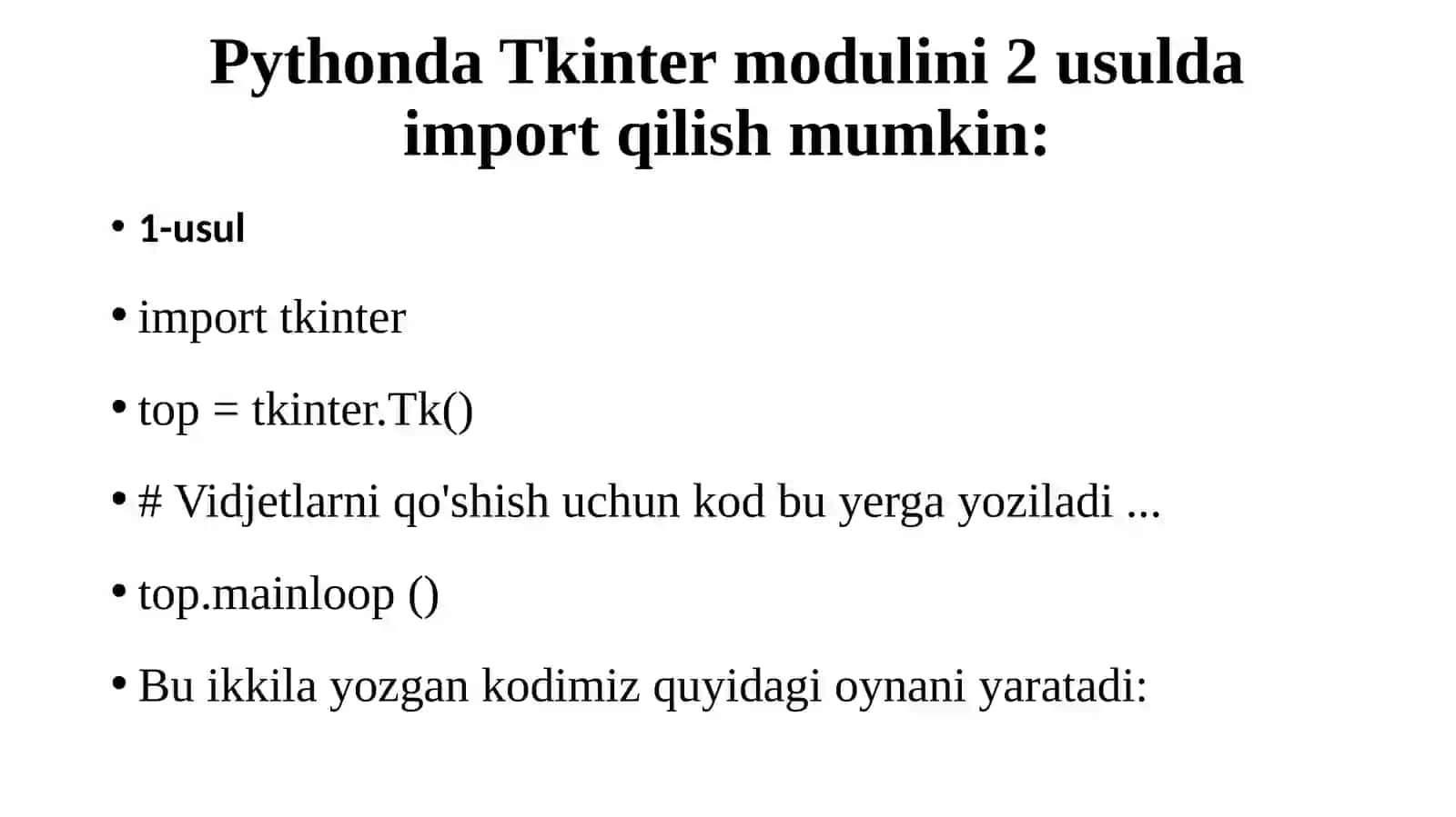Tkinter yordamida grafik interfeys yaratish 4