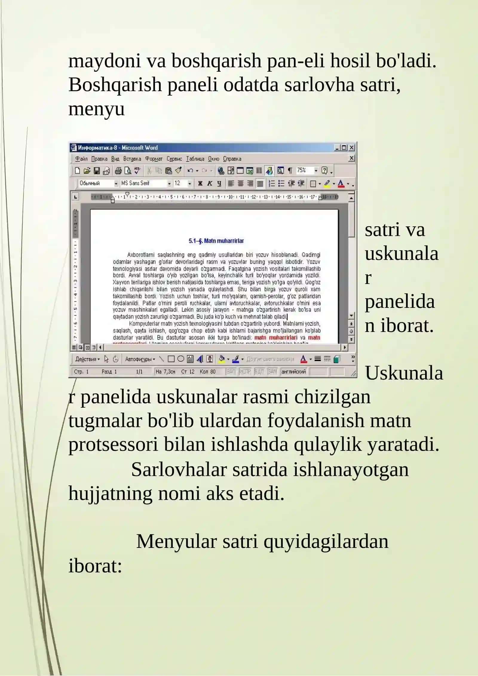 Microsoft WORDMATN MUHARIRIDA ISHLASH 4
