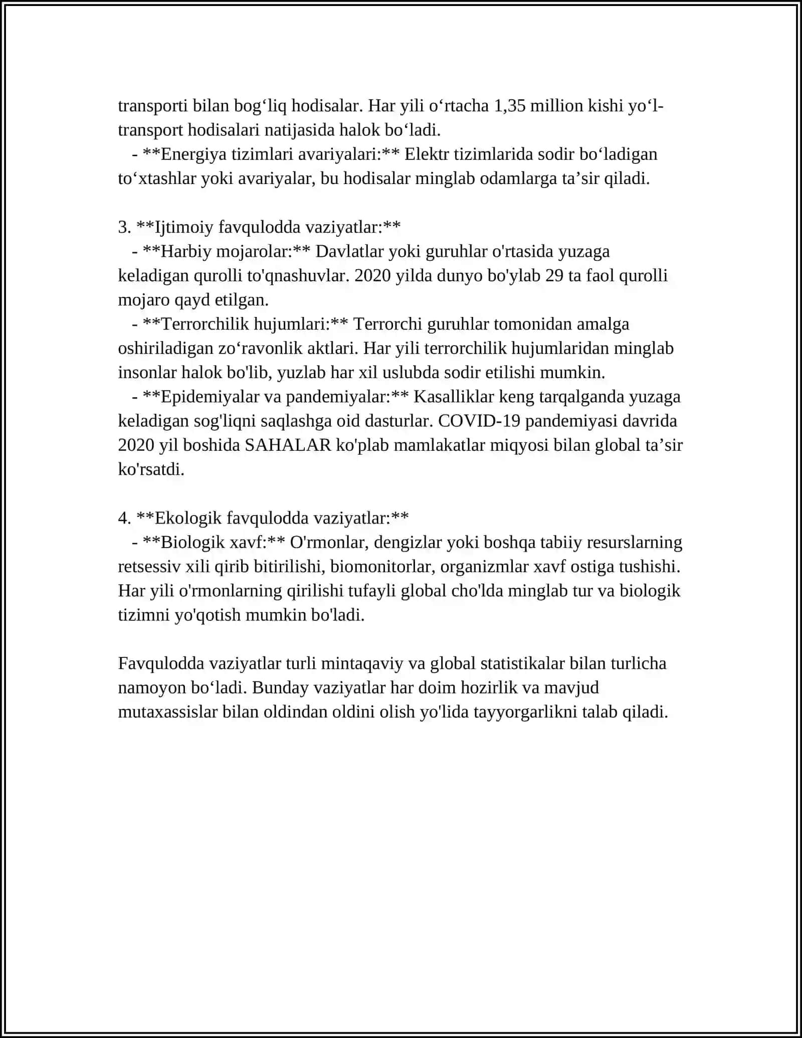 FAVQULODDA VAZIYATLAR HUDUDIDA KUZATUV ISHLARINI OLIB BORISH TARTIBI 4