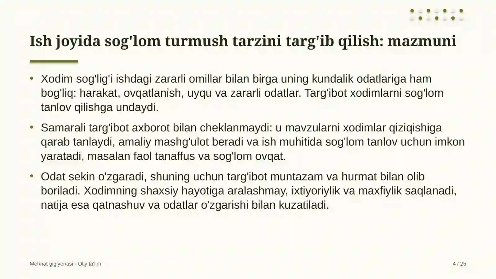 sutchilik fermalarida ish joyida sog'lom turmush tarzini targ'ib qilish 3984 4