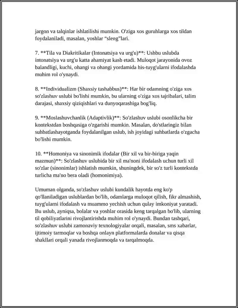 SO'ZLASHUV USLUBI VA UNING XUSUSIYATLARI 4