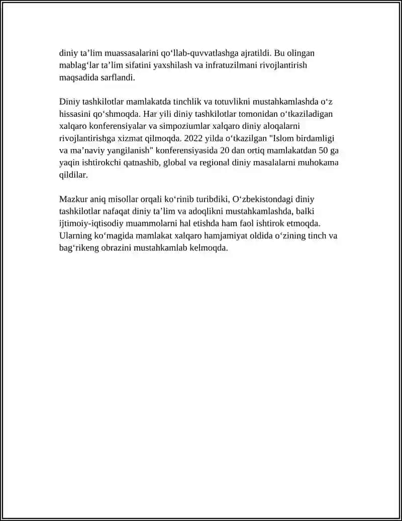 Oʻzbekistondagi diniy tashkilotlarning roli 4