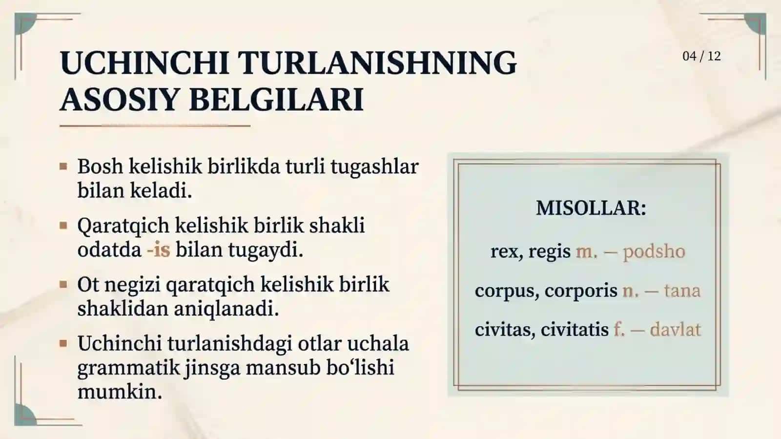 Otlarning uchinchi guruhda turlanishi 4
