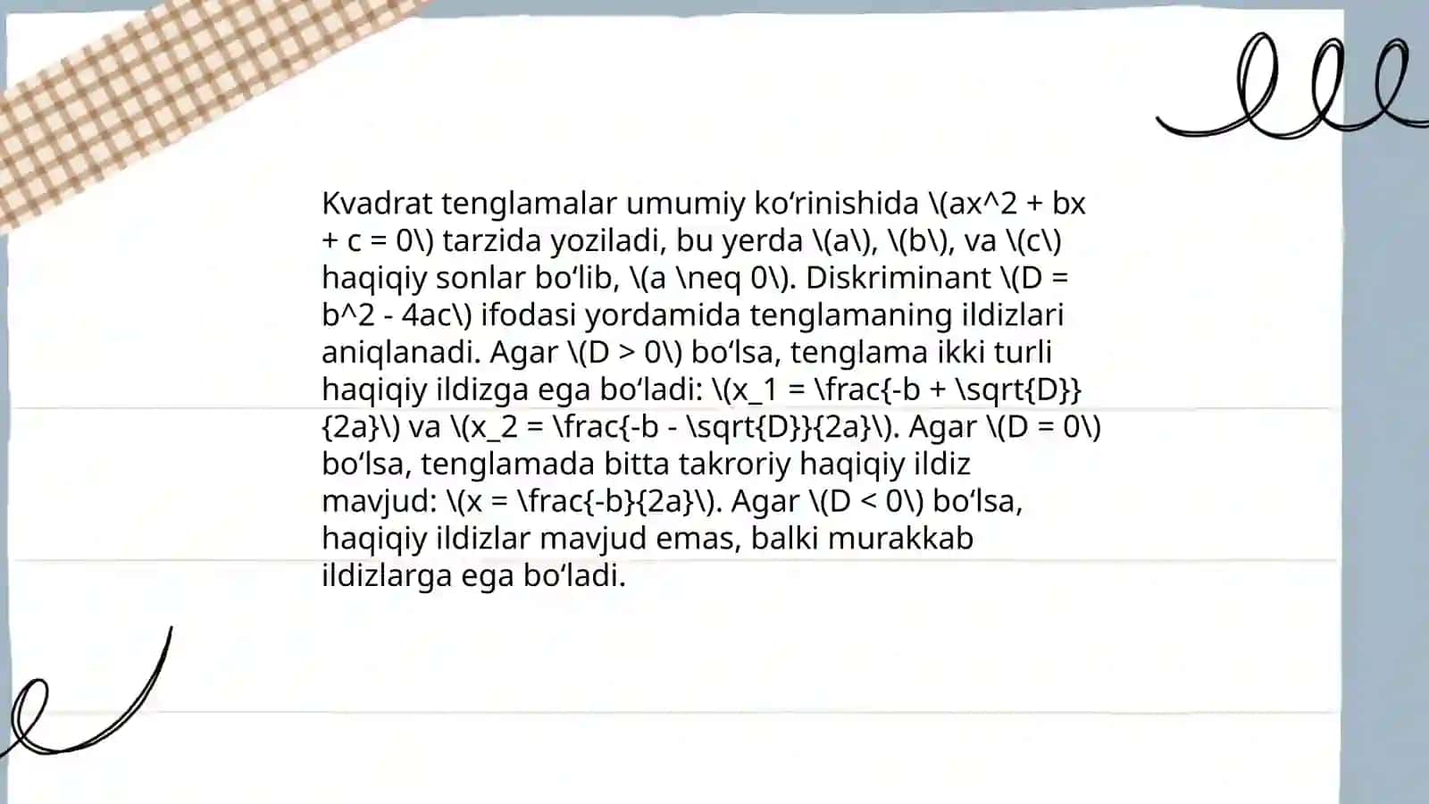 Masalani bir oʻzgaruvchili tenglama yordamida yechish 4