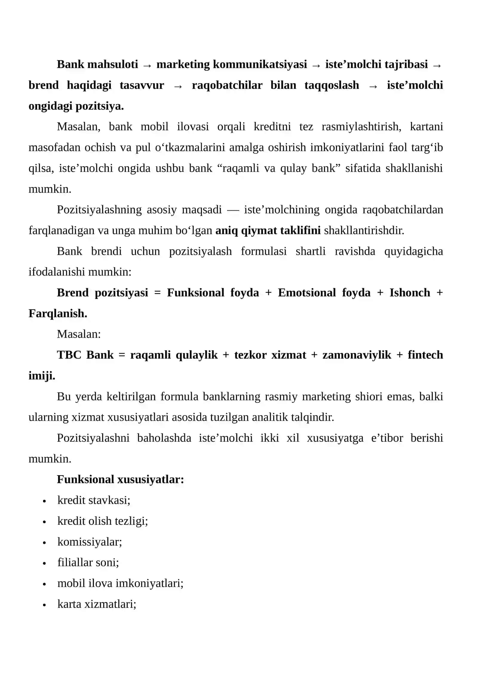 Bank xizmatlari brendlari misolida iste’molchilar ongidagi pozitsiyalashni tahlil qilish va Perceptual Map ishlab chiqish 4