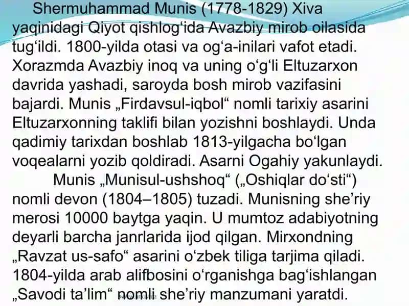 Shermuhammad Munis she’riyati 4