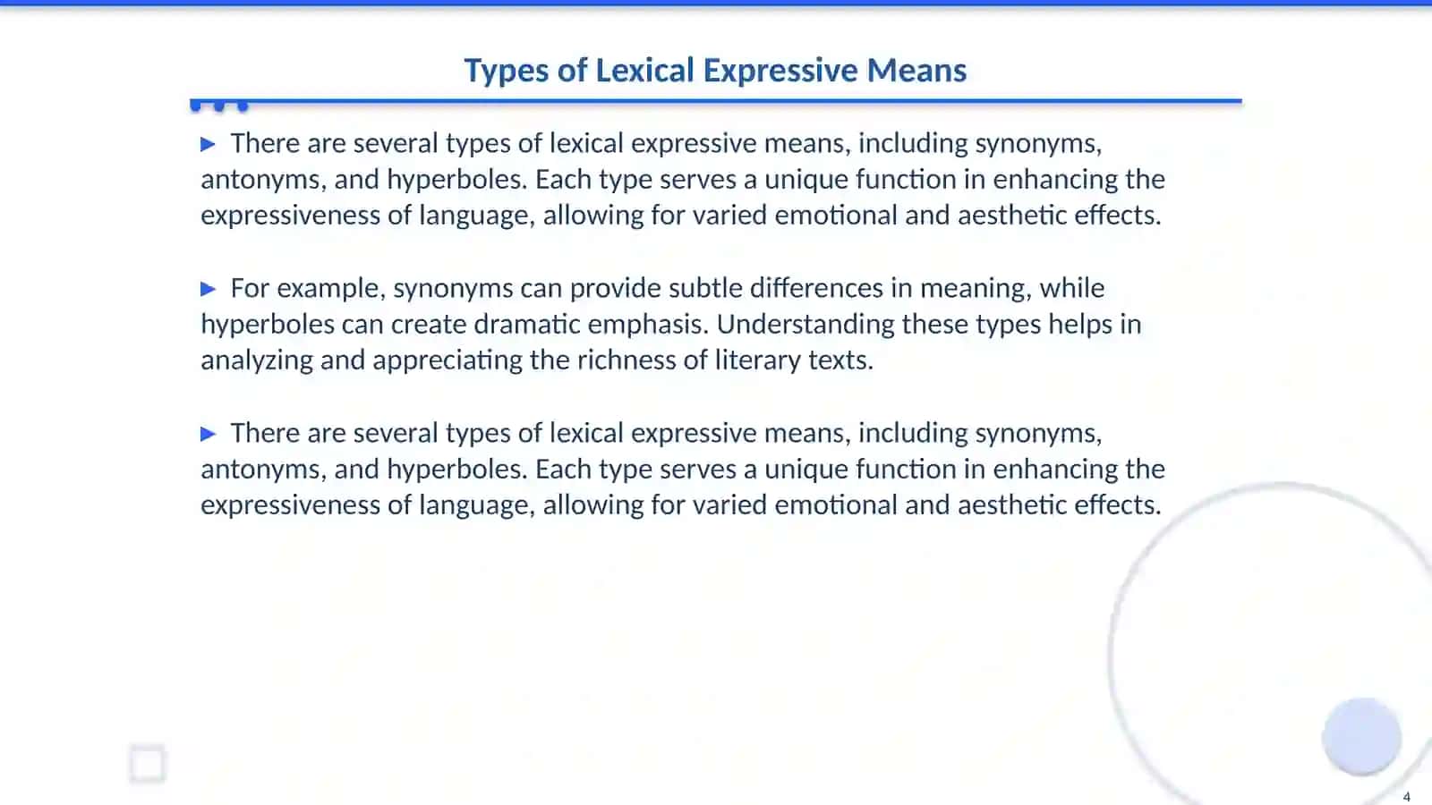 Lexical expressive means and stylistic devices 4