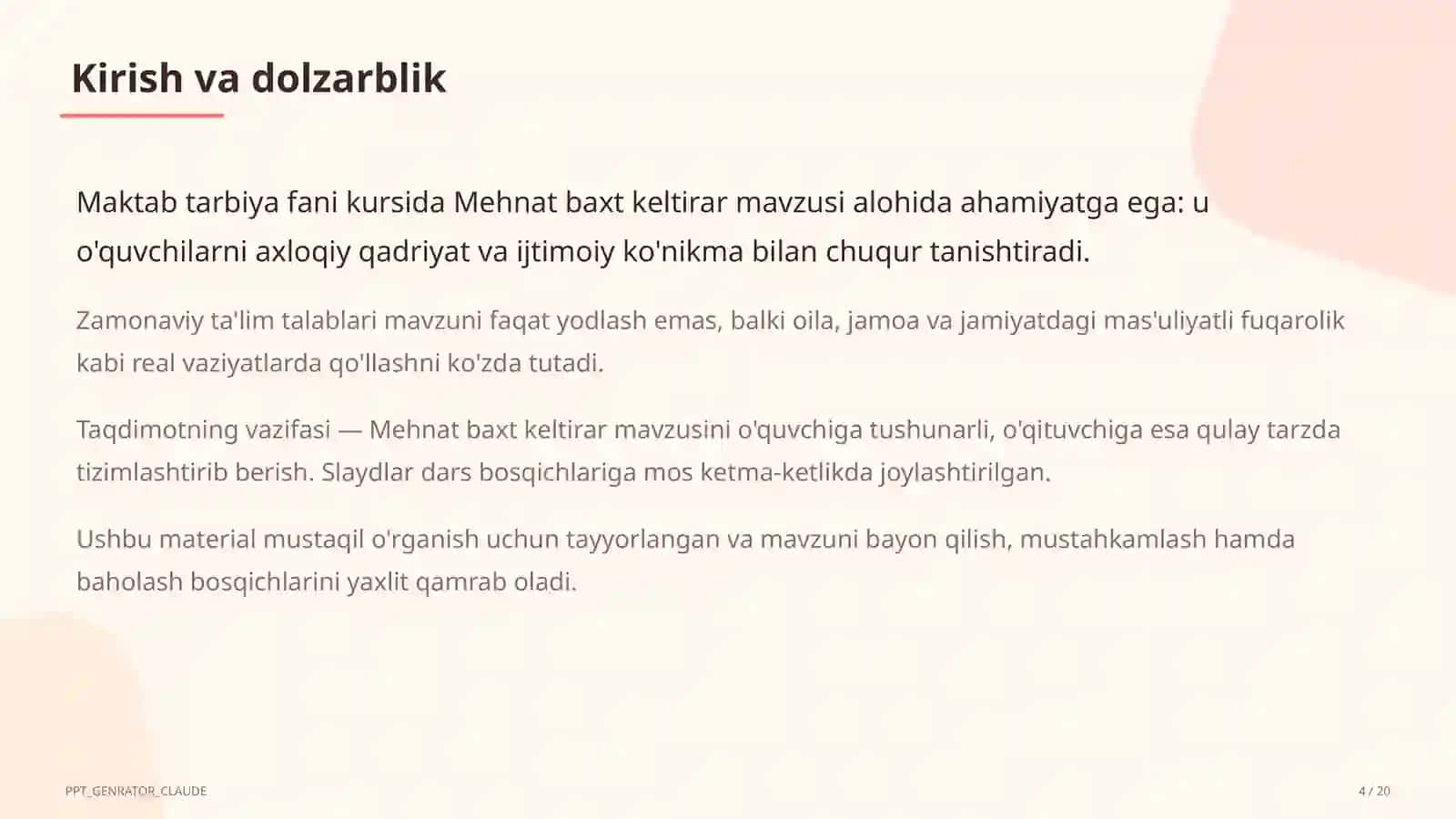 Mehnat baxt keltirar (3-sinf) 4