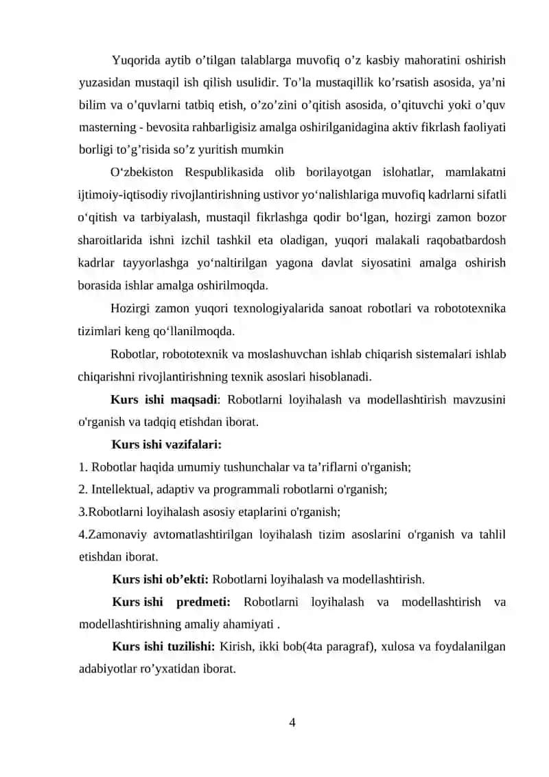 ROBOTLARNI LOYIHALASH VA MODELLASHTIRISH 4