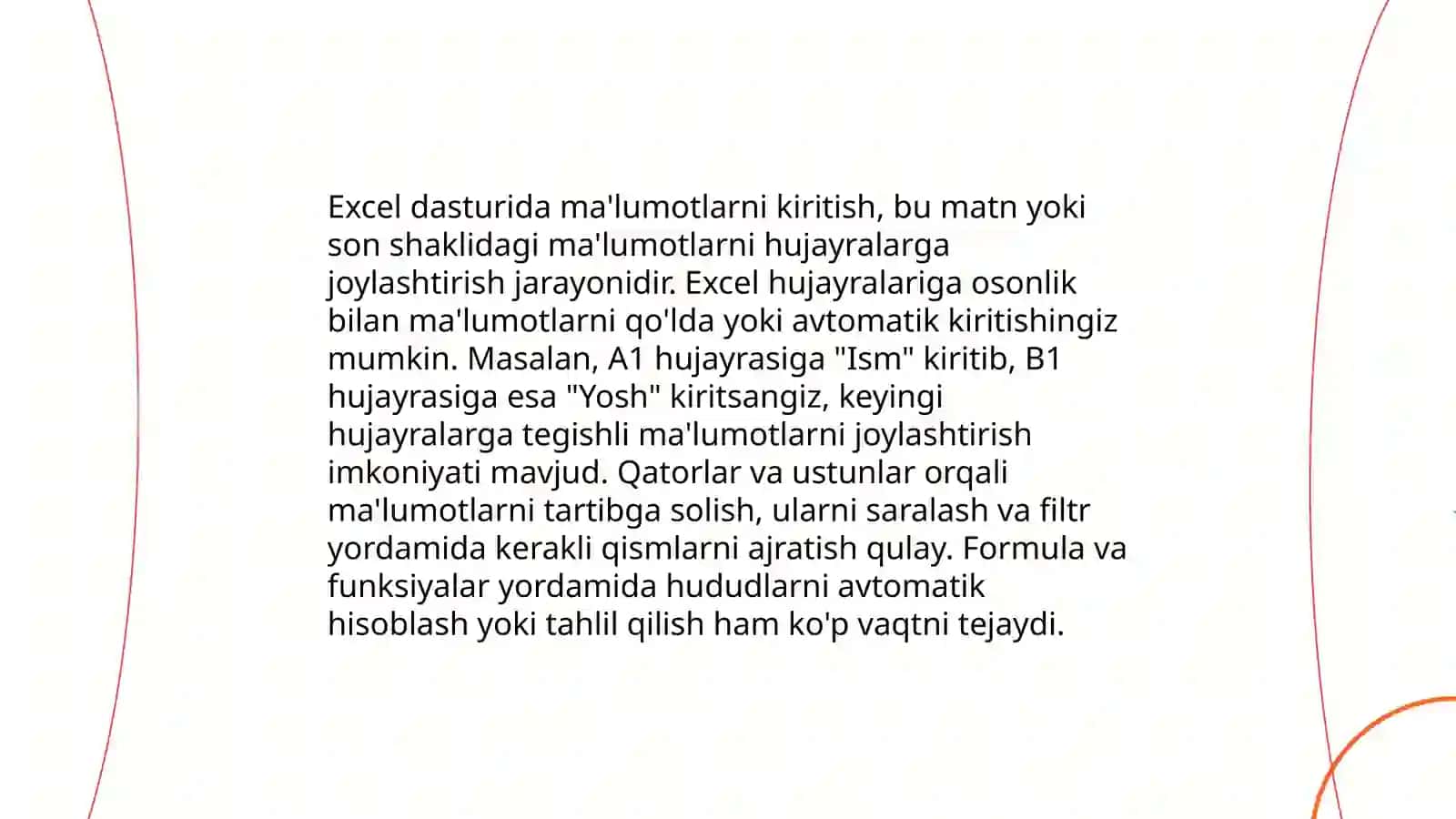 MS EXCEL dasturida ishlash 4