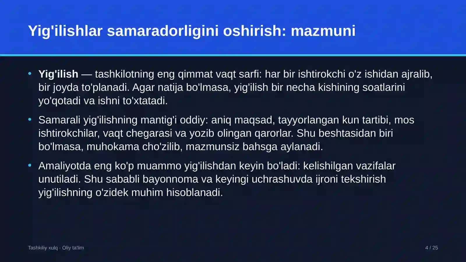 Ekologiya sohasida yig'ilishlar samaradorligini oshirish 4