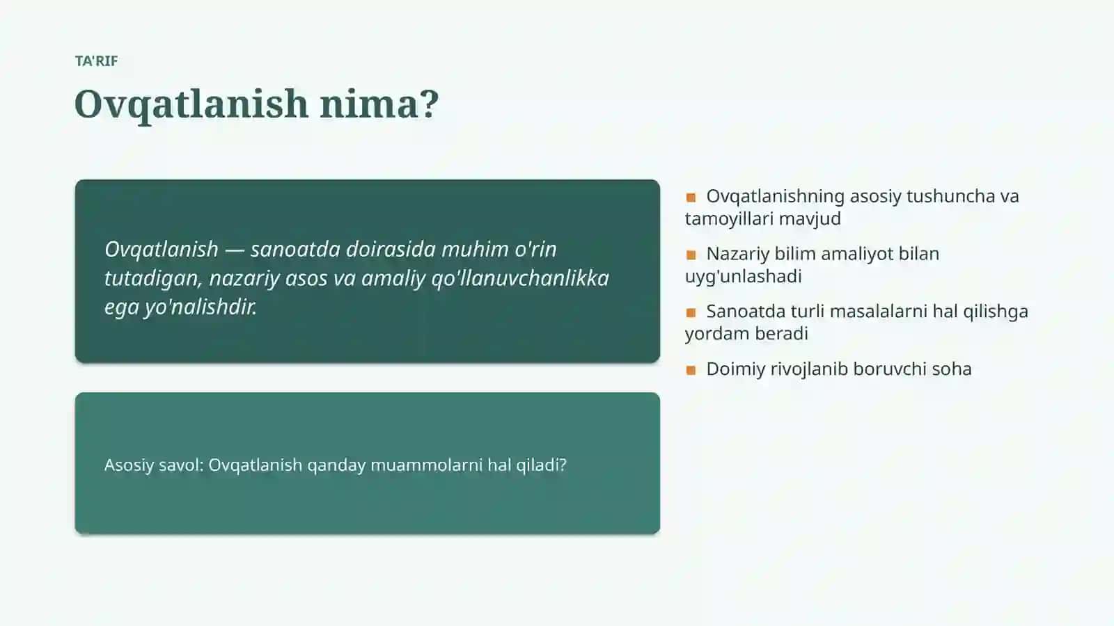 Ovqatlanish Texnologik jihatlari 4