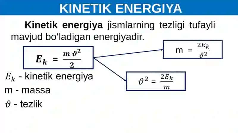 POTENSIAL VA KINETIK ENERGIYA. QUVVAT 4