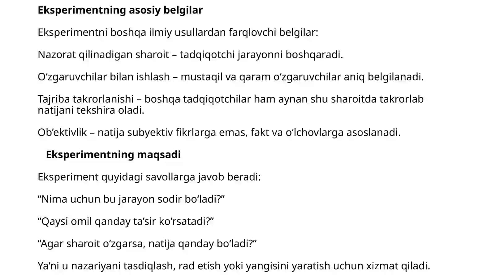 Eksperiment tushunchasi, bosqichlari va uni rejalashtirish 4