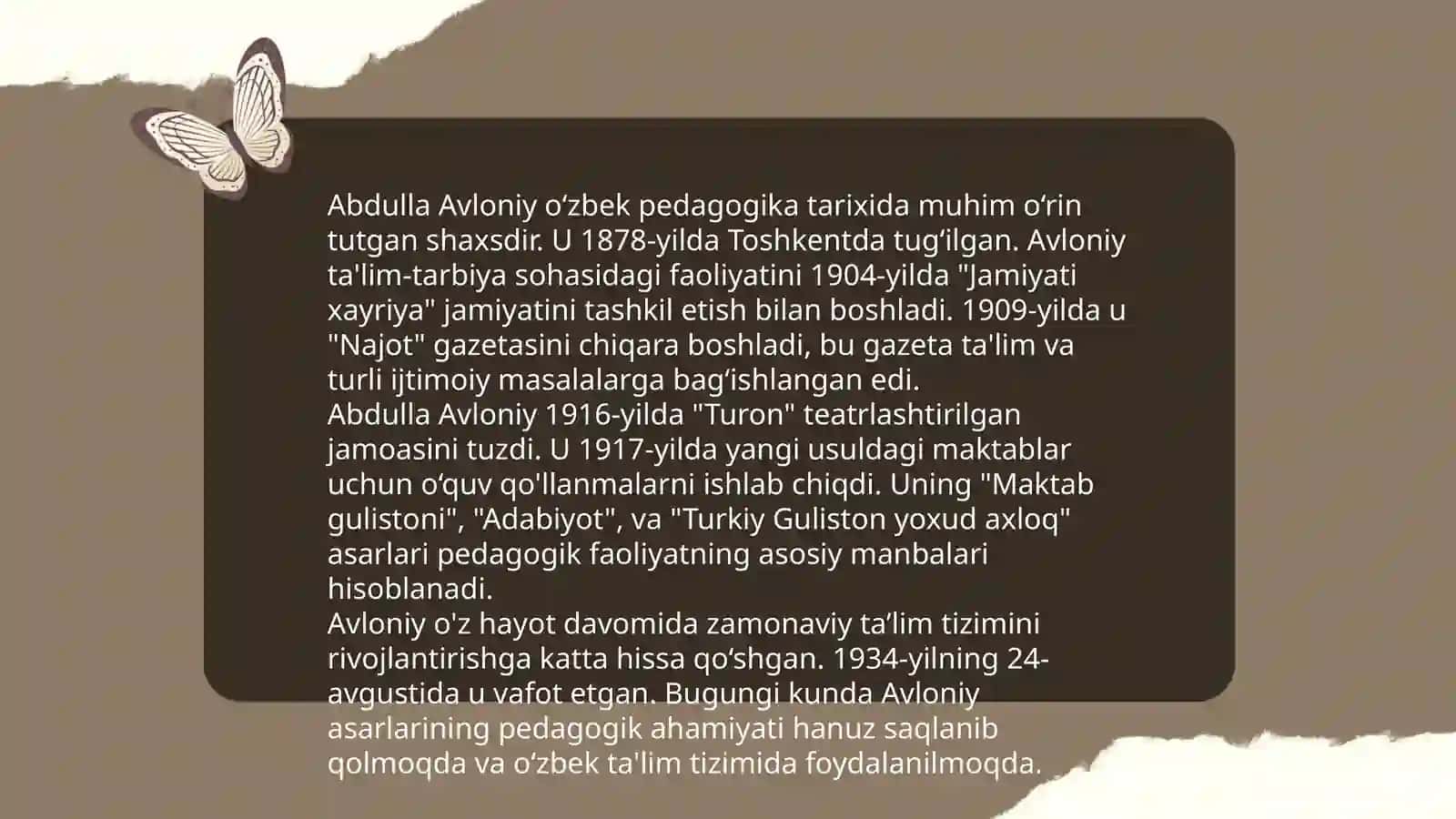 Abdulla Avloniy va o'zbek ma'rifatchiligi 4