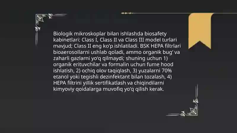 Mikrobiologiya labaratoriyasida xavfsizlik qoidalarini oʻrganish 4