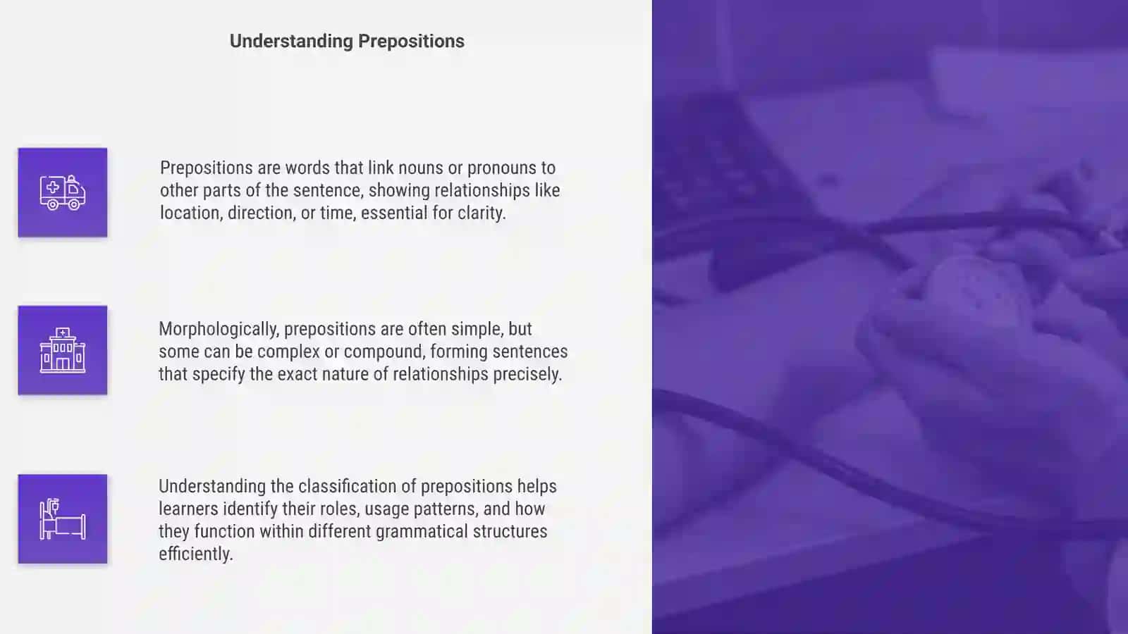 The particl. The preposition. Morphological classification 4