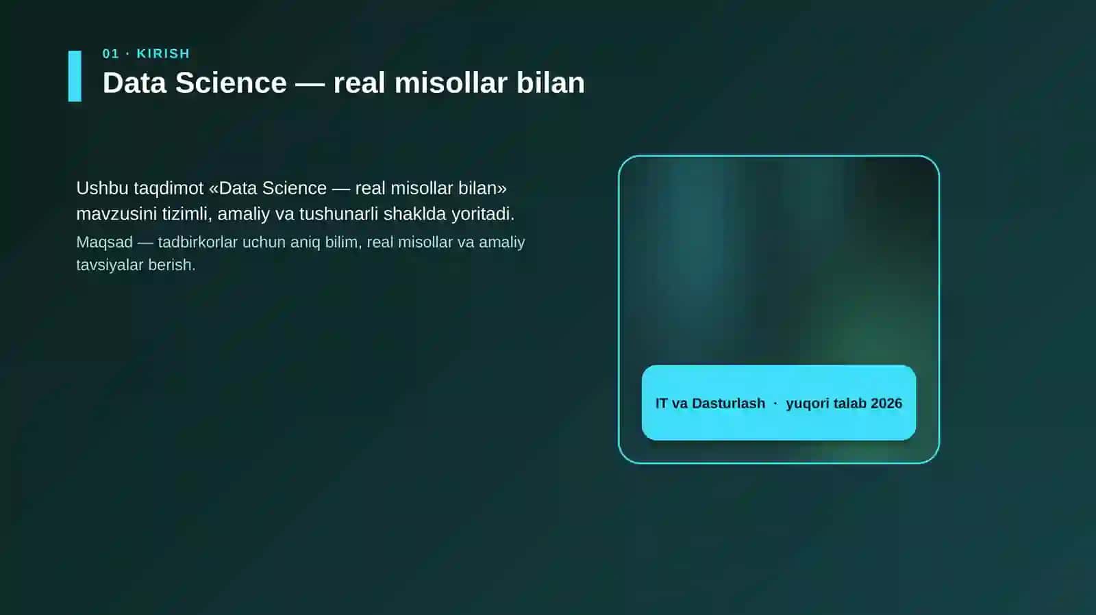 Data Science — real misollar bilan 4