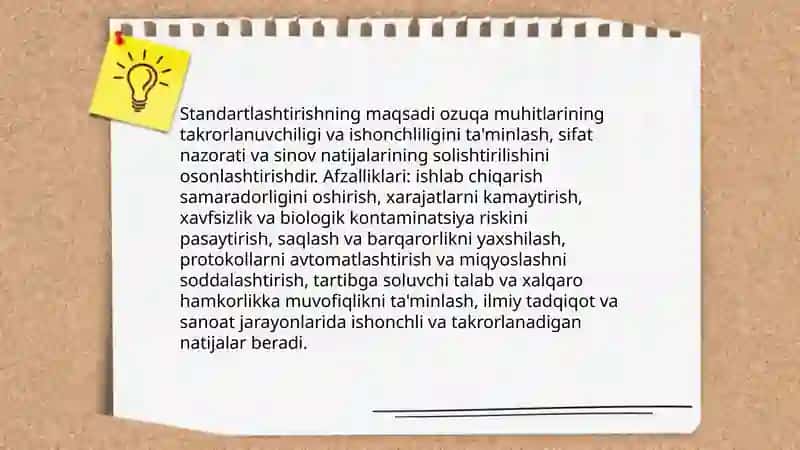 Ozuqa muhitlarini standartlash 4