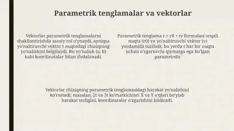 Chiziqlarning parametrik tenglamasi 4