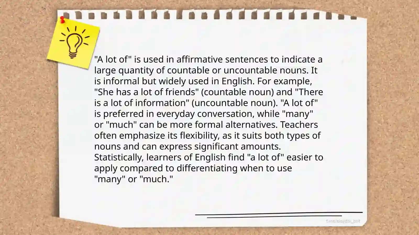 Difference between "a lot of", "much", and "many" 4