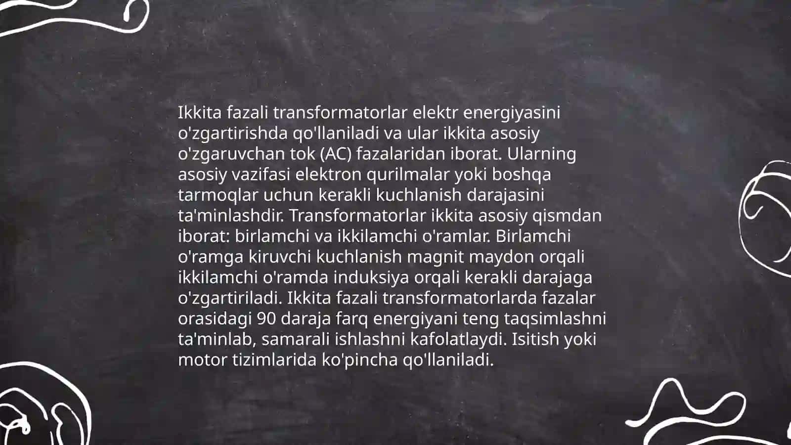 Bit fazali transformatorlar ularning parametrlari qollanishi soxalari 4