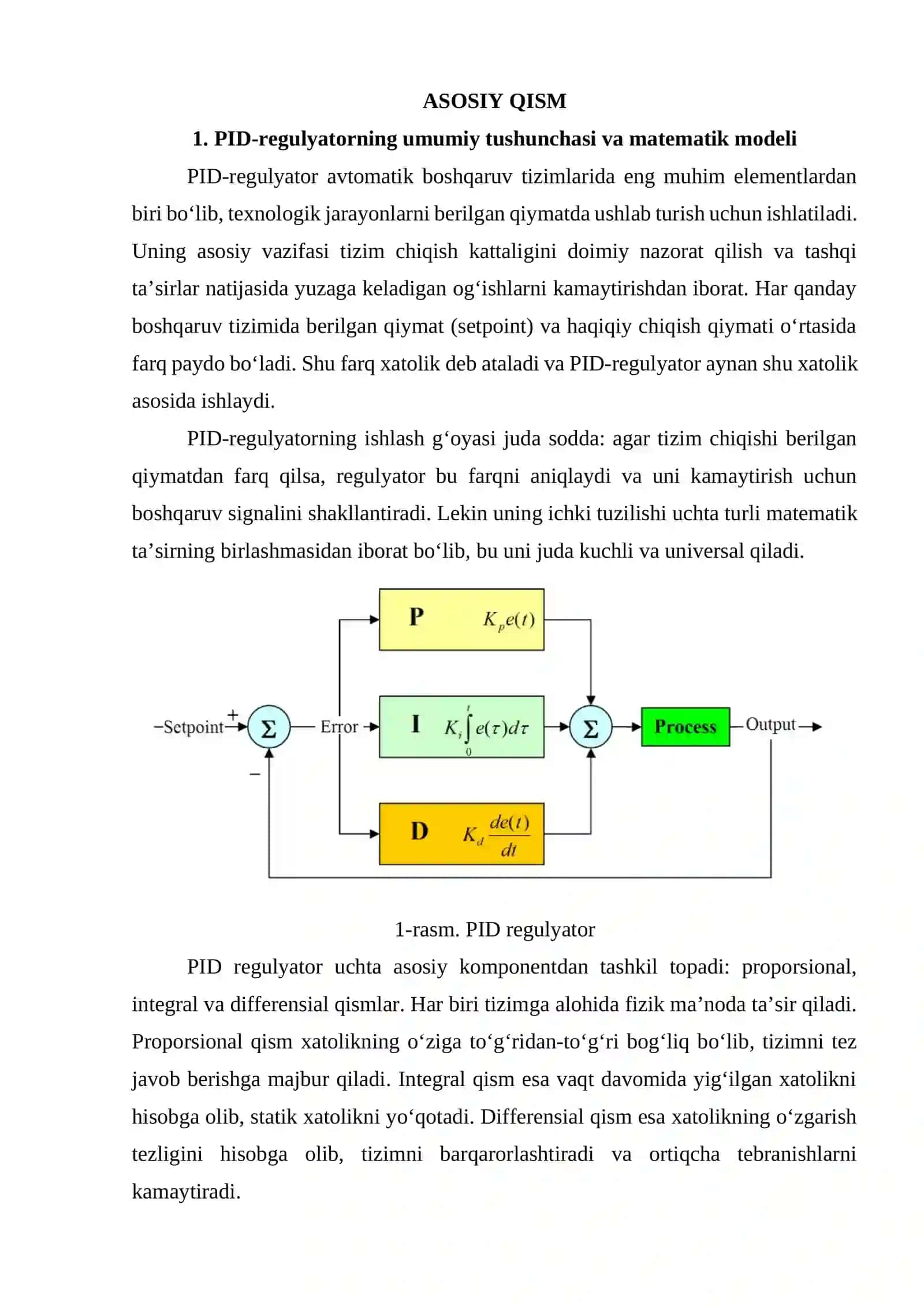 PID-regulyator matematik modeli va sozlash usullari 4