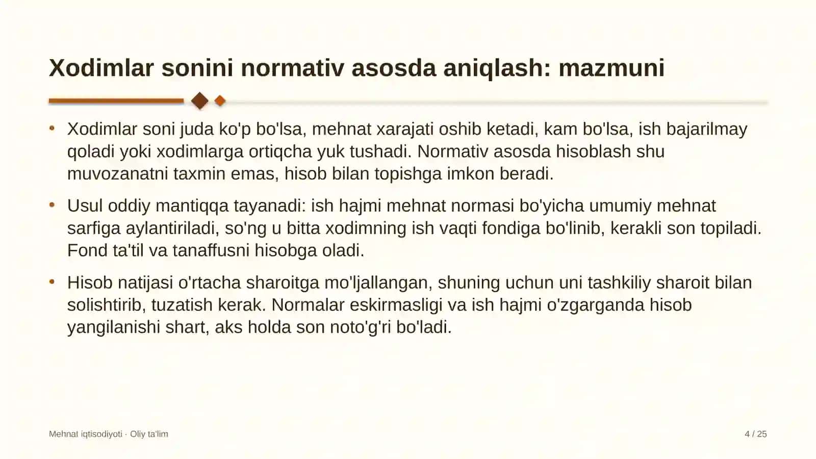 Qurilishda xodimlar sonini normativ asosda aniqlash 4