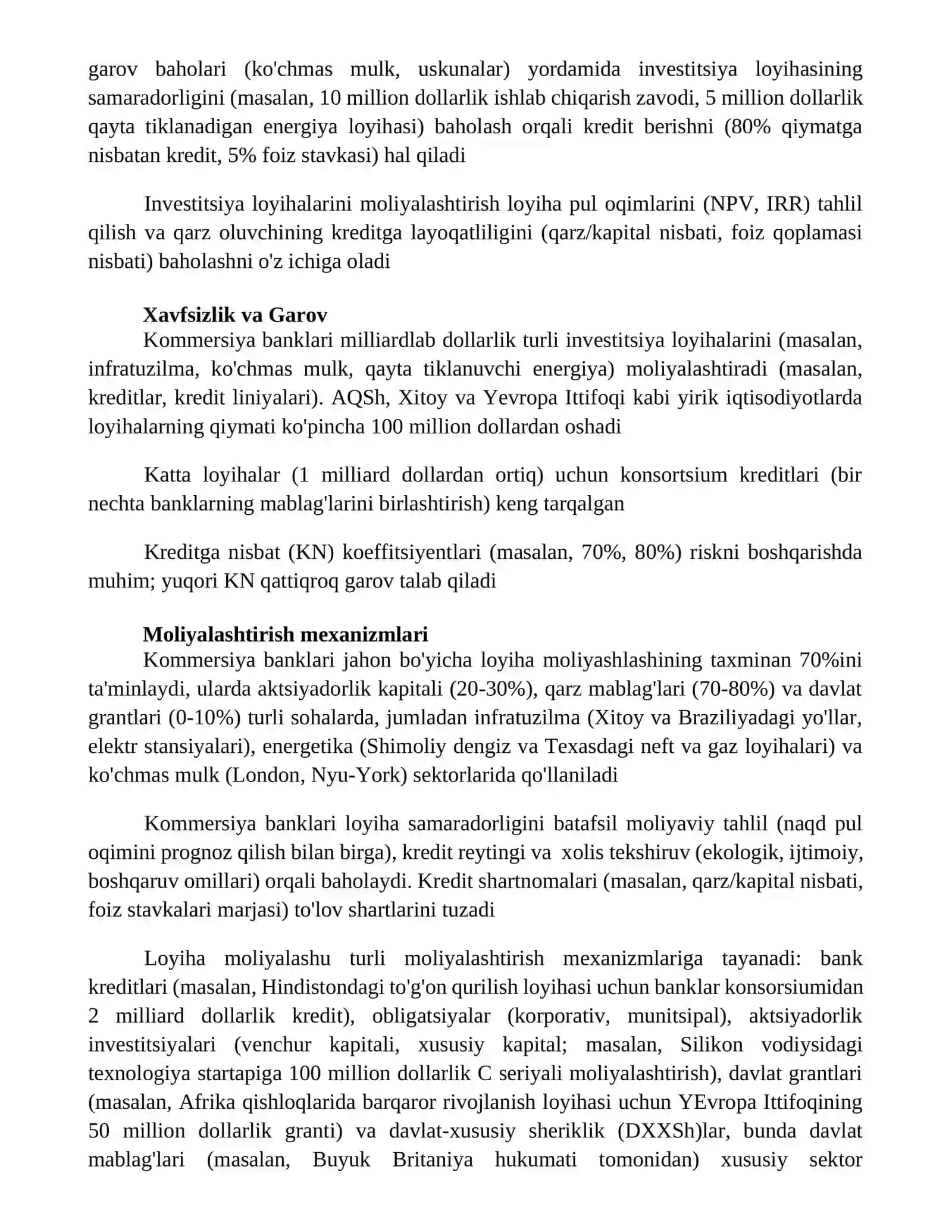Investitsiya loyihalarini moliyalashtirishda tijorat banklarining o'rni 4