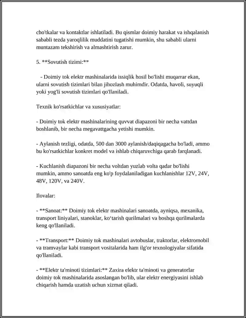 OʻZGARMAS TOK ELEKTR MASHINALARI 4