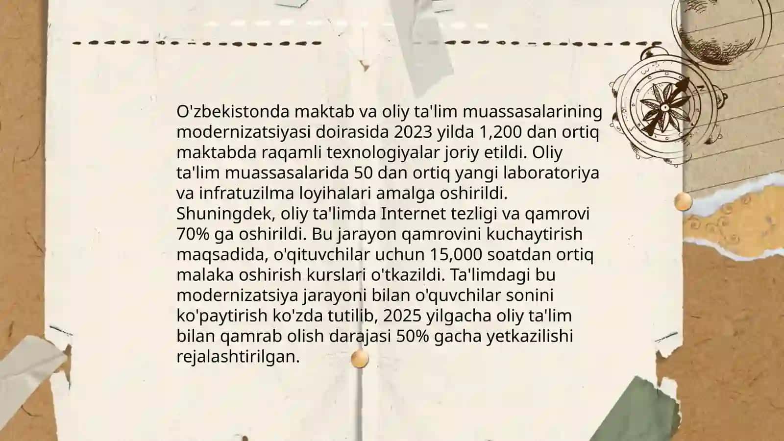 Oʻzbekistonda ijtimoiy iqtisodiy oʻzgarishlar (Oʻzbekiston Respublikasida ta'lim sohasida amalga oshirilgan oʻzgarishlar) 4
