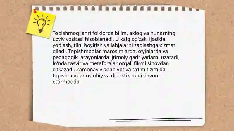 Tez aytish va topishmoq janrlari 4