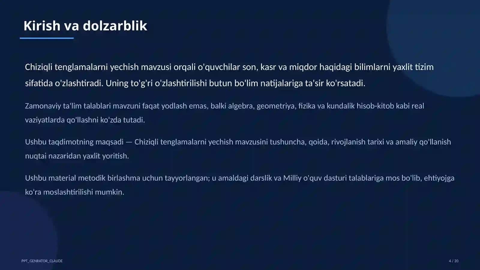Chiziqli tenglamalarni yechish (6-sinf) 4