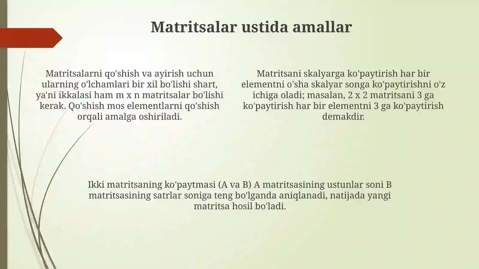 Matritsalar va ular ustida amallar 4