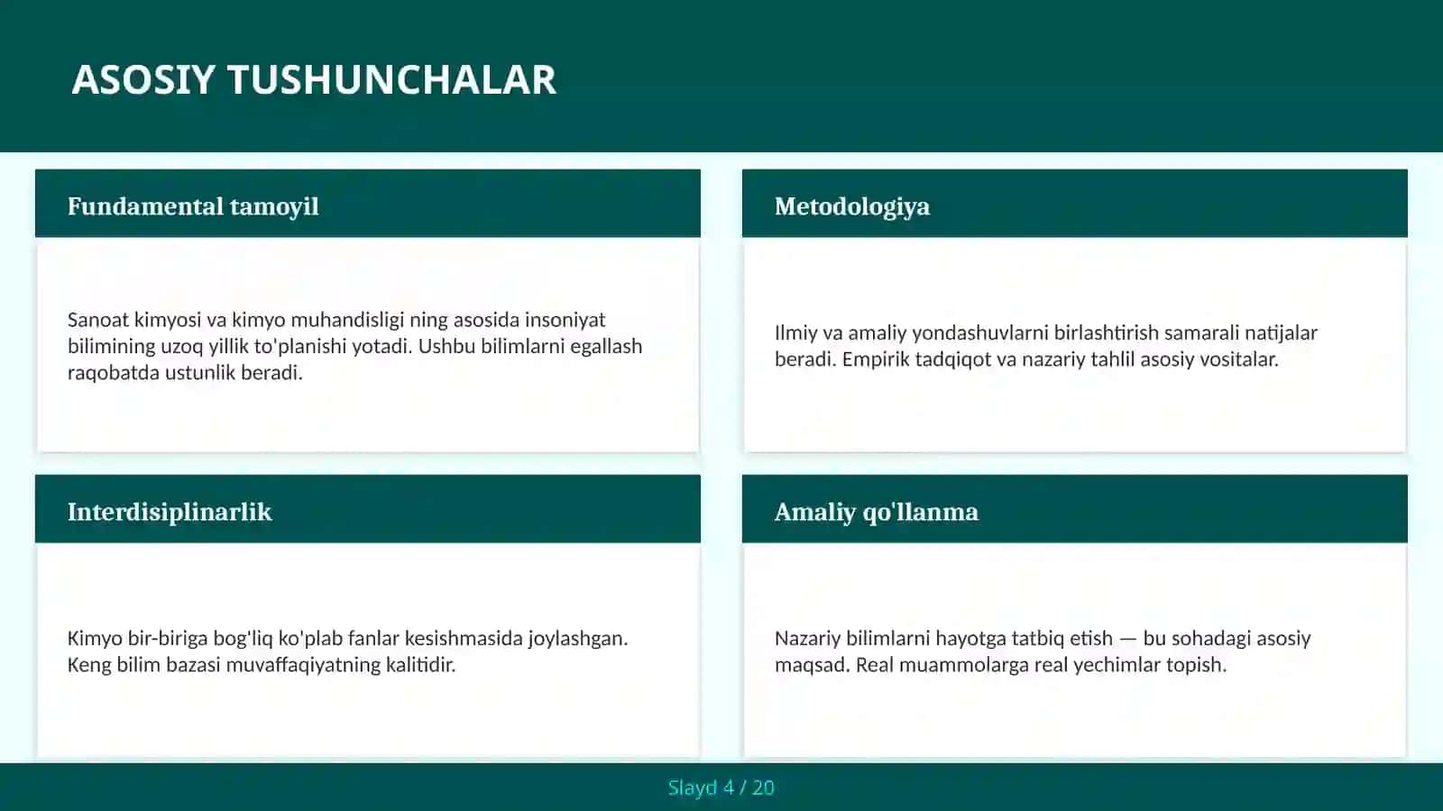 SANOAT KIMYOSI VA KIMYO MUHANDISLIGI 4