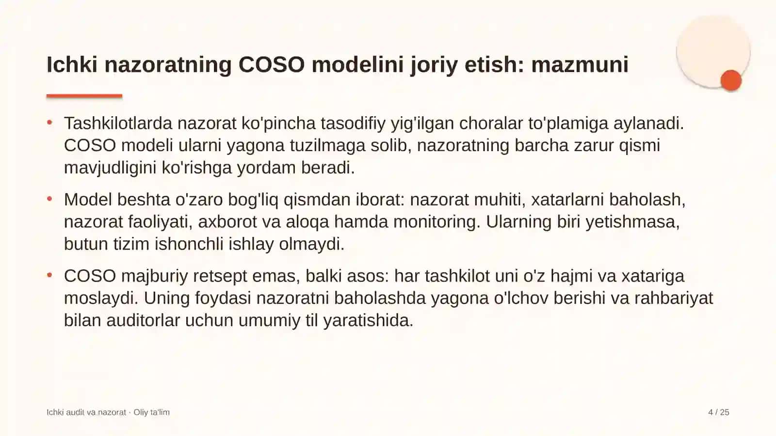 Yoshlar turizmida ichki nazoratning COSO modelini joriy etish 4