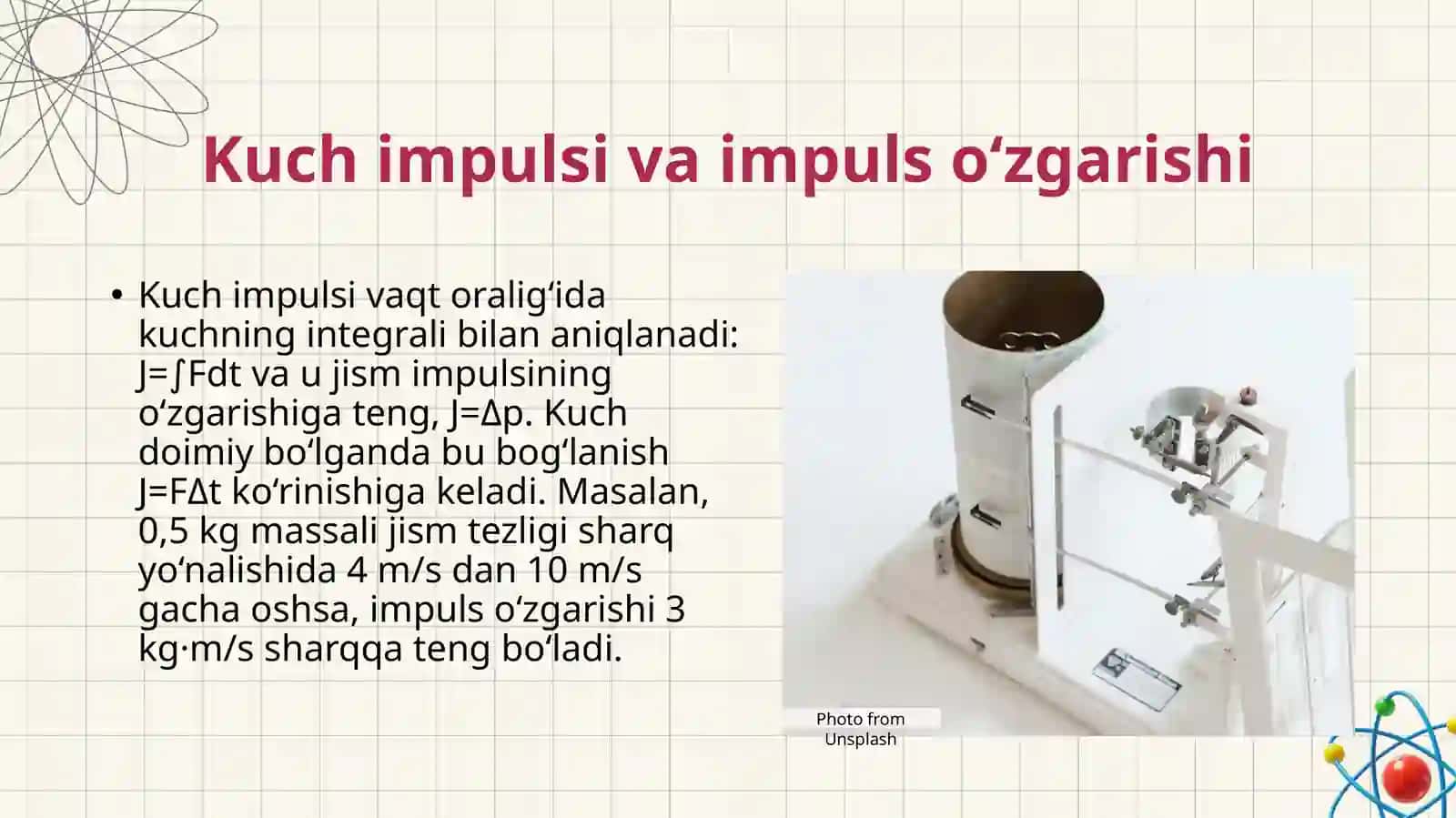 Jism impulsi. Jismlar sistemasining impulsi. Impulsning saqlanish qonuni. Elastik va noelastik to‘qn 4