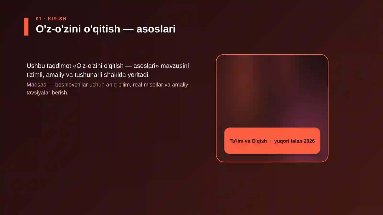 O'z-o'zini o'qitish — asoslari 4