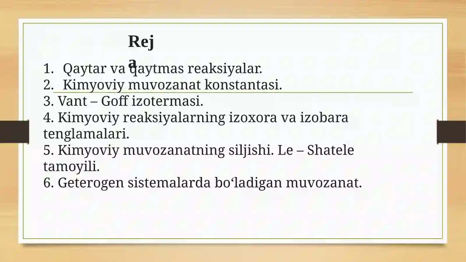 Kimyoviy muvozanat va unga ta’sir etuvchi omillar 4