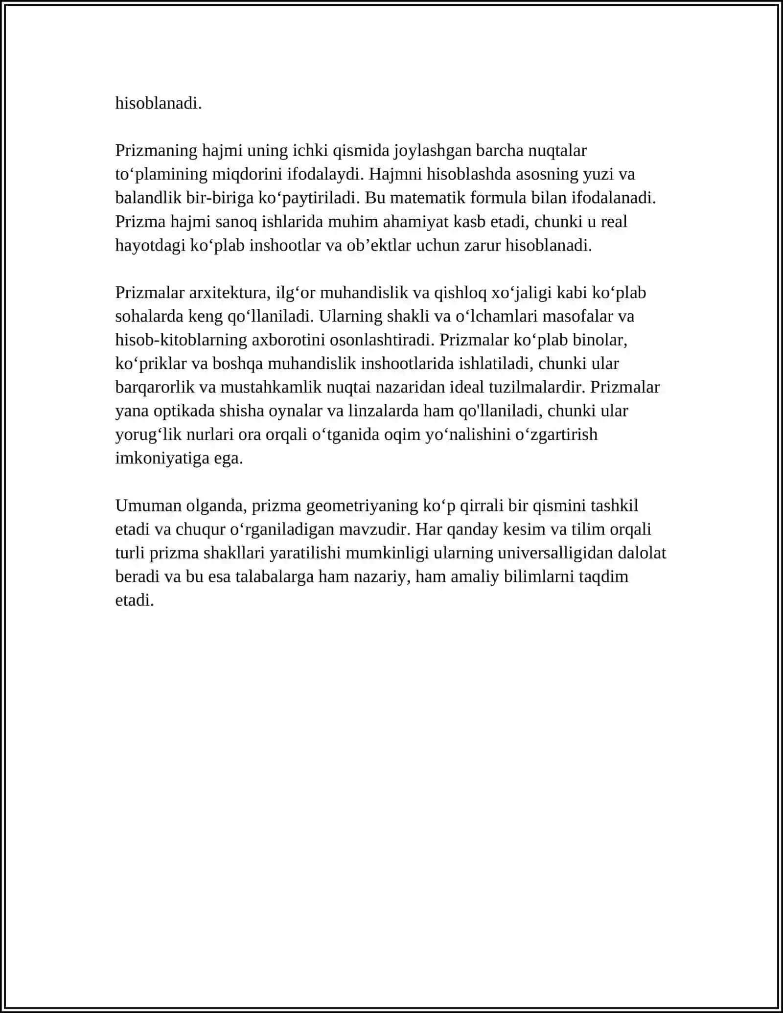 PRIZMA VA UNING SIRTI 4