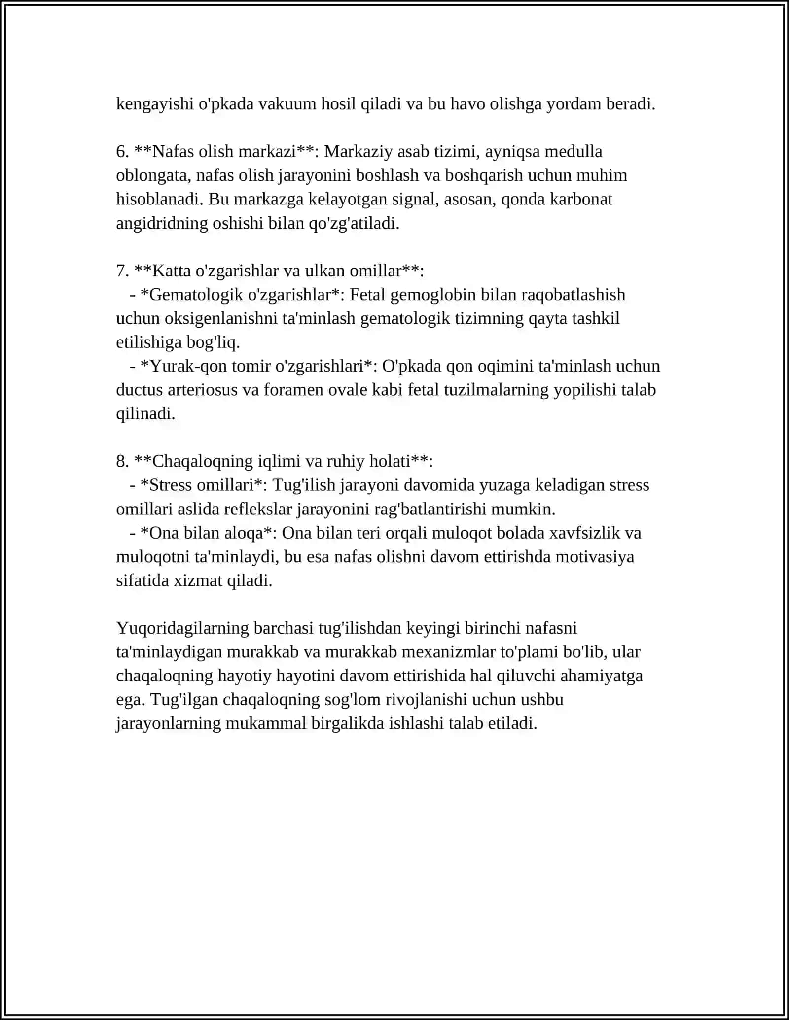 BOLALARDA BIRINCHI NAFAS MEXANIZMI VA YUQORI,O’RTA,PASTKI NAFAS YO’LLARINING ANATOMA-FIZIOLOGIK XUSUSIYATLARI 4