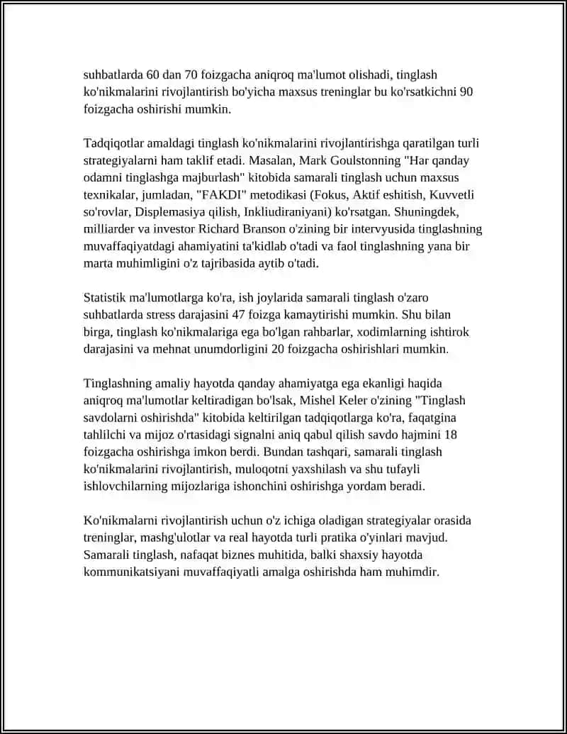 Samarali tinglash ko'nikmalari 4