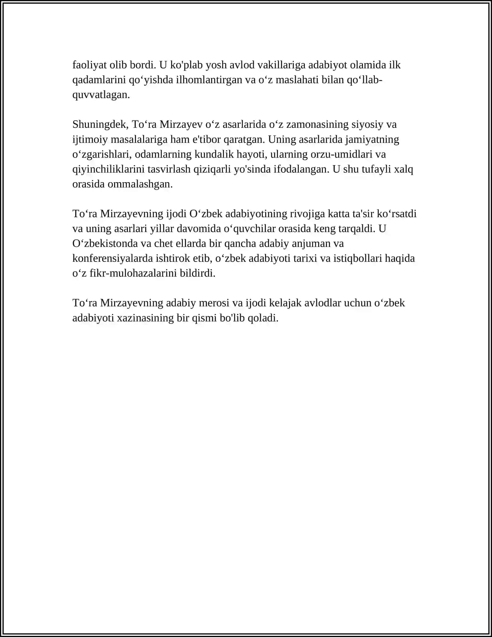 REFERAT: TOʻRA MIRZAYEV 4