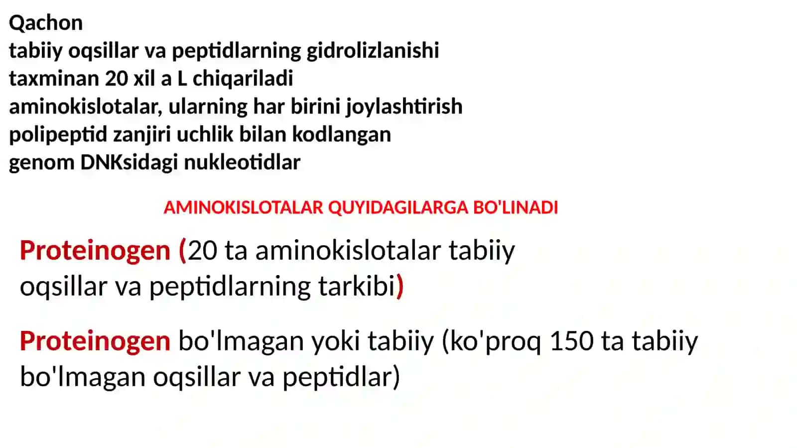 AMINOKISLOTALAR PEPTIDLAR ,OQSILLAR 4
