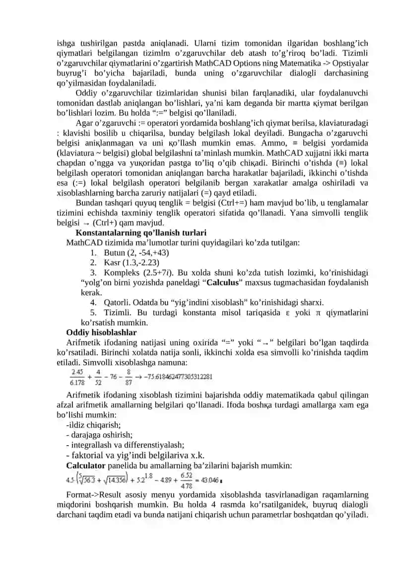 MathCad tizimi 4