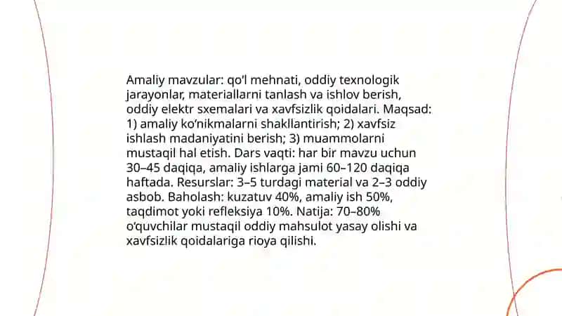 Boshlanĝich sinflarda texnologiya darsi mavzulariga qóyilgan talablar 4