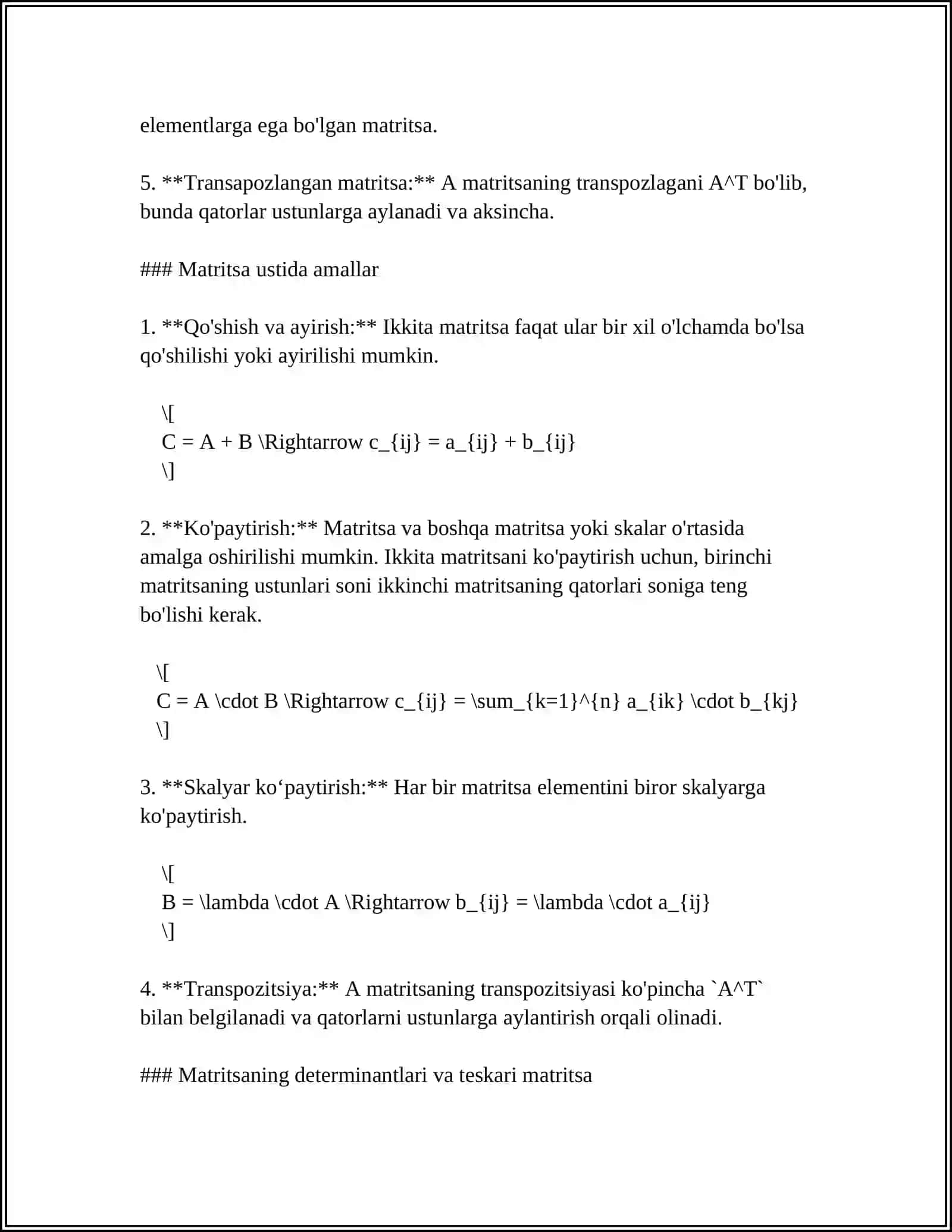 MATRITSALAR 4