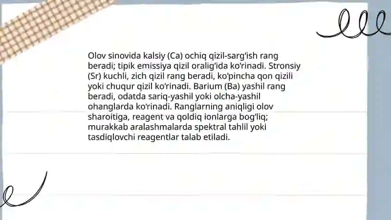 Ishqoriy -yer metallarini aniqlash usullari. 4
