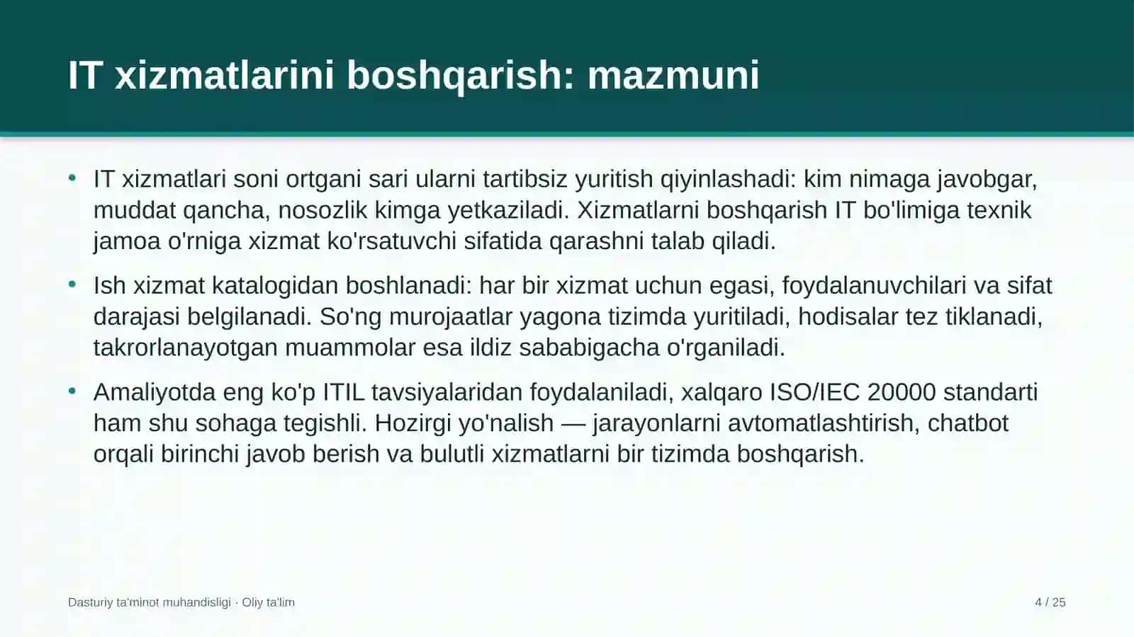 Elektrotexnika sanoatida IT xizmatlarini boshqarish 4